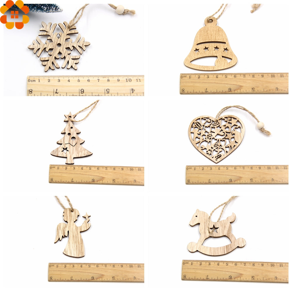 Christmas Tree Decoration Ornaments (Snowflakes, Deer, Bell Star, Tree, Trojan Horse, Angle, Heart)