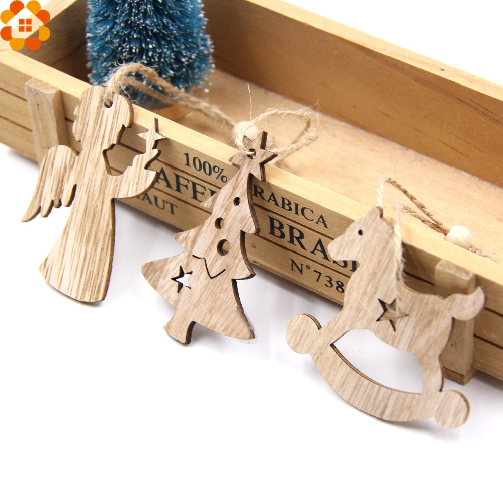 Christmas Tree Decoration Ornaments (Snowflakes, Deer, Bell Star, Tree, Trojan Horse, Angle, Heart)